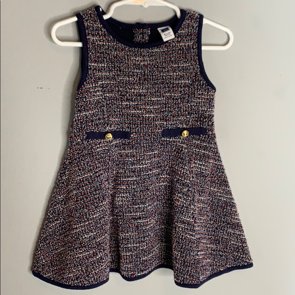 Janie and jack blue red white dress 18-24 m